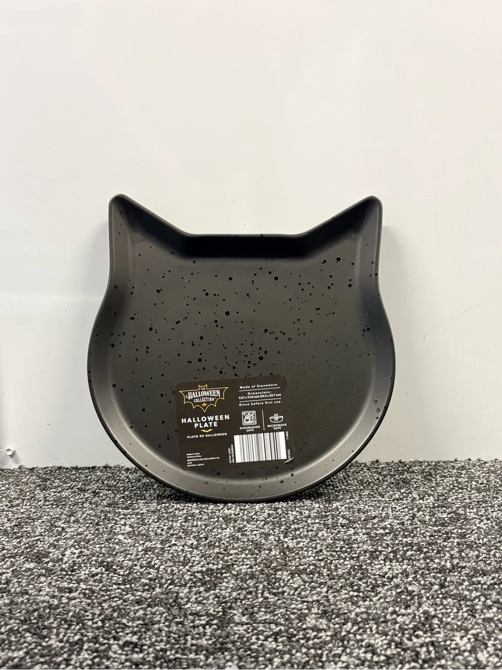 Matte Black Cat Shaped Halloween Serving Plate | Spooky Fall Decor